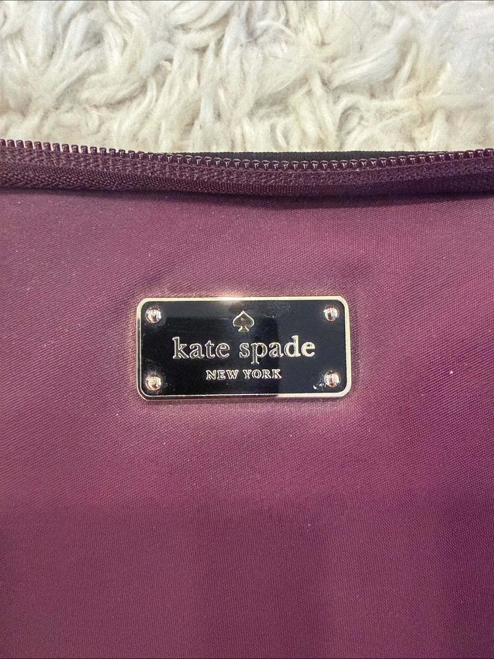 Kate Spade New York Burgundy Laptop Sleeve Case Gold Logo
